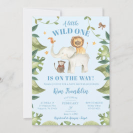 Safari Animals Boy Baby Shower Vild en inbjudan