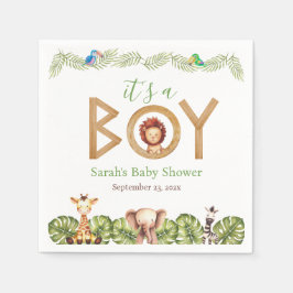 Safari Animals Boy Baby Shower Wood Jungle Löv Pappersservett