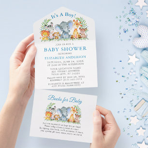 Safari Animals Boy Blue Shower and Bokar