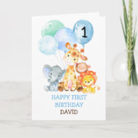 Safari Animals Boy Fist Birthday Cute 1:a födelsed