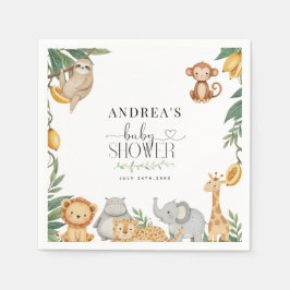 Safari Animals Calligraphy Baby Shower  Pappersservett