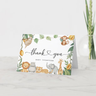 Safari Animals Calligraphy Baby Shower Tack Kort