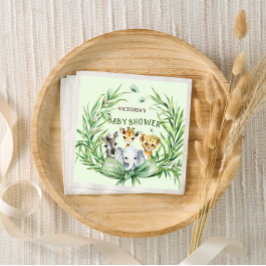 Safari Animals Cute Bow Baby Shower Pappersservett