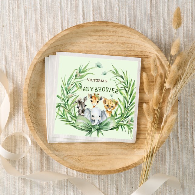 Safari Animals Cute Bow Baby Shower Pappersservett (Skapare uppladdad)