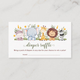 Safari Animals Diaper Raffle Biljett Jungle Boys Tilläggskort