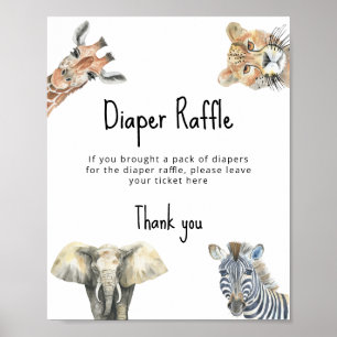 Safari animals - Diaper Raffle Poster