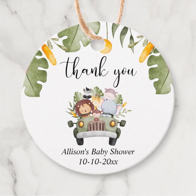 Safari animals djungel Tema vild ett Gåvor Etiketter (Framsida)