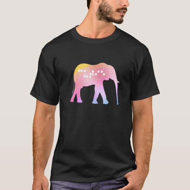 Safari Animals Elephant Cutie Braille Pastel Kids  T Shirt (Framsida)