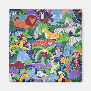 Safari Animals, färglöst mönster, Magnet