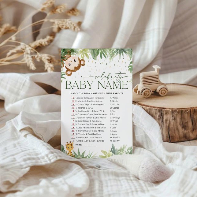 Safari Animals Firity Baby Namn-spelkort (Skapare uppladdad)