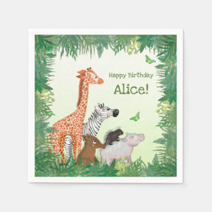 Safari animals födelsedagsfest napkins pappersservett