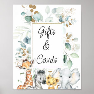 Safari Animals Foliage Baby Shower-skylt Poster