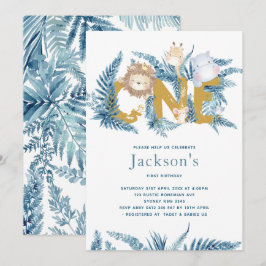 Safari Animals första födelsedag Inbjudningar