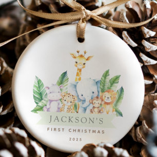 Safari Animals Första jul Julgransprydnad Keramik