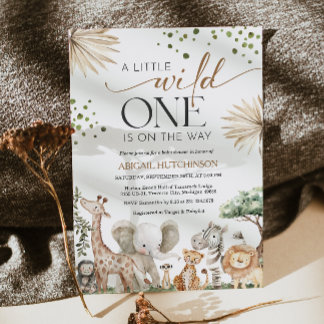 Safari Animals Gender Neutral Baby Shower Inbjudningar