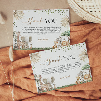 Safari Animals Gender Neutral Baby Shower Thank Yo Tack Kort