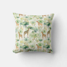 Safari Animals - Giraffes Watercolor Grönt Beige