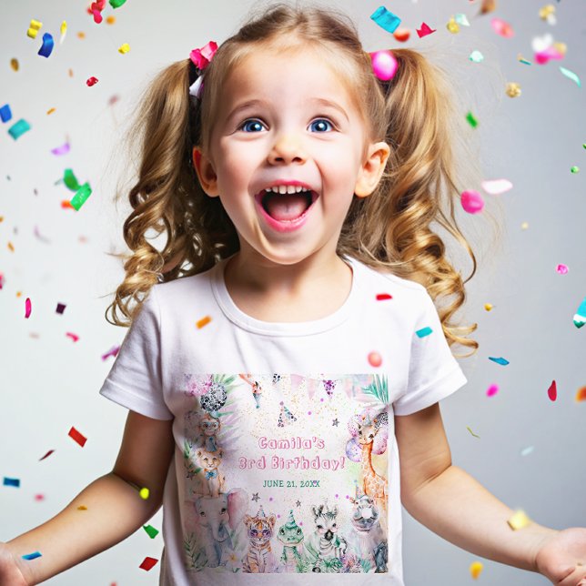 Safari Animals Girl Birthday T Shirt (Skapare uppladdad)