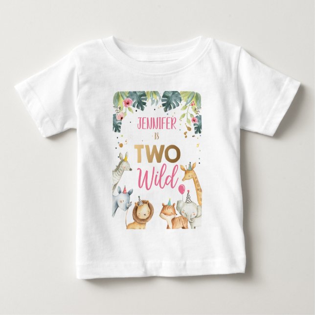 Safari Animals Girl Birthday T-Shirt Wild Child (Framsida)