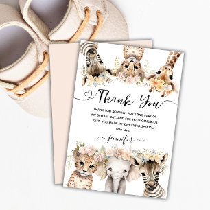 Safari Animals Girl Birthday Tack Kort