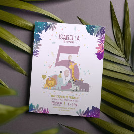 Safari Animals Girls budgetinbjudan på födelsedage