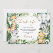 Safari Animals Greenery Baby Shower Tack för ditt