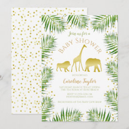 Safari Animals Guld Baby Shower Inbjudningar