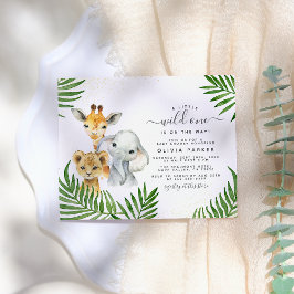 Safari Animals & Handflatan Löv Vild en babyåkare Inbjudan Vykort