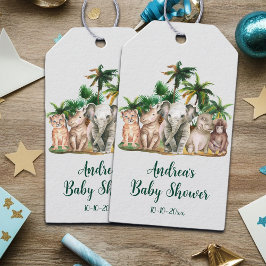 Safari Animals Handflatan Träd Baby Shower Presentetikett