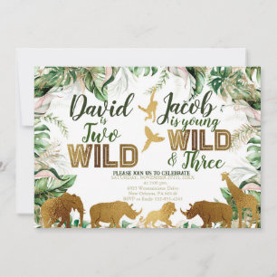 Safari Animals Joint Birthday, Jungle Animals Inbjudningar