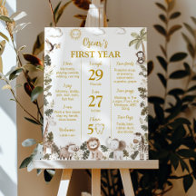 Safari Animals Jungle 1st Birthday Milestone Sign