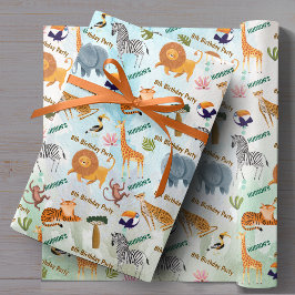Safari animals jungle birthday watercolor custom presentpapper