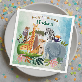Safari animals jungle birthday watercolor pappersservett
