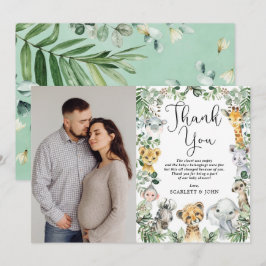 Safari Animals jungle Grey Baby Shower Foto Tack Kort