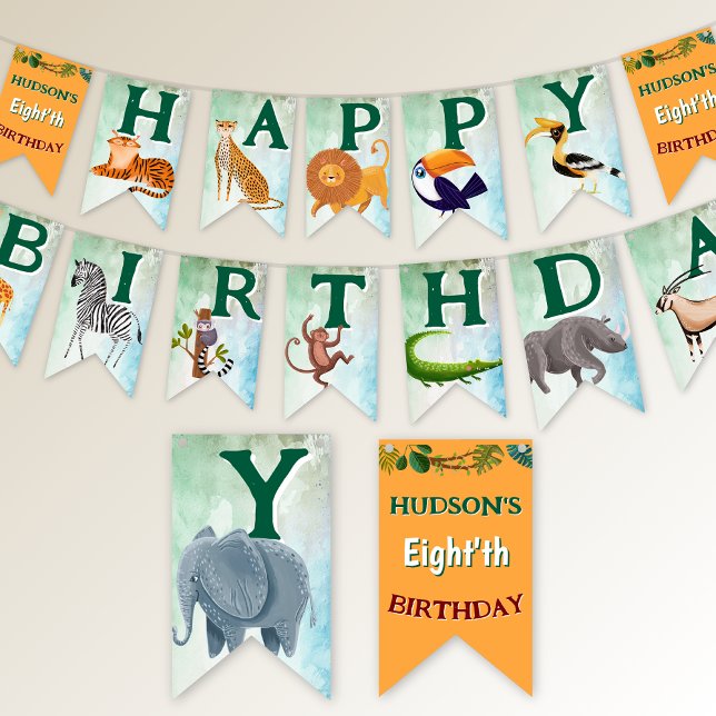 Safari animals jungle kids birthday watercolor  vimplar (Skapare uppladdad)
