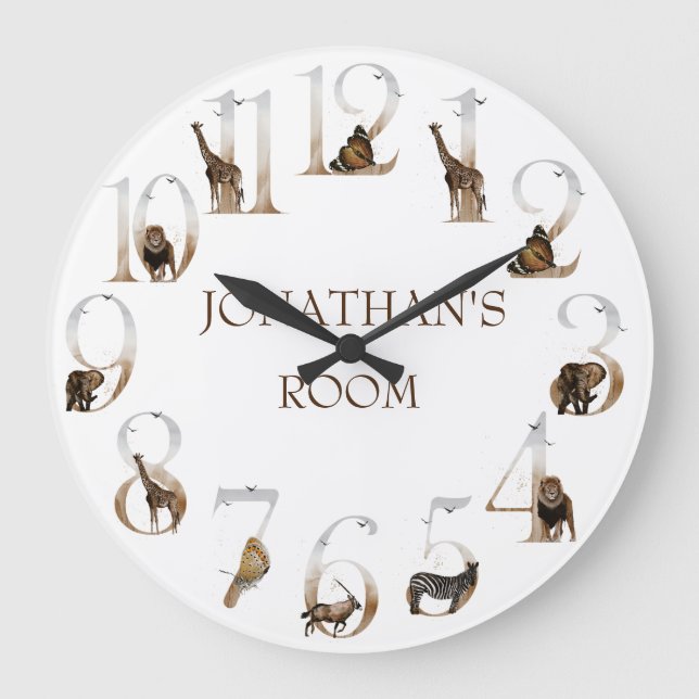  Safari Animals Jungle Numbers  Stor Klocka (Framsida)