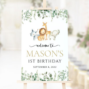 Safari Animals, Jungle, Vild 1, Birthday Welcome Poster