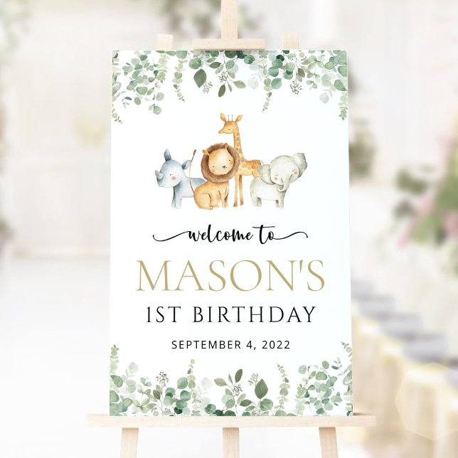 Safari Animals, Jungle, Vild 1, Birthday Welcome Poster (Skapare uppladdad)