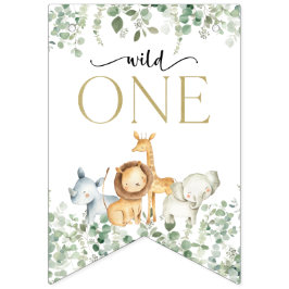 Safari Animals, Jungle, Vild 1, första födelsedage Vimplar