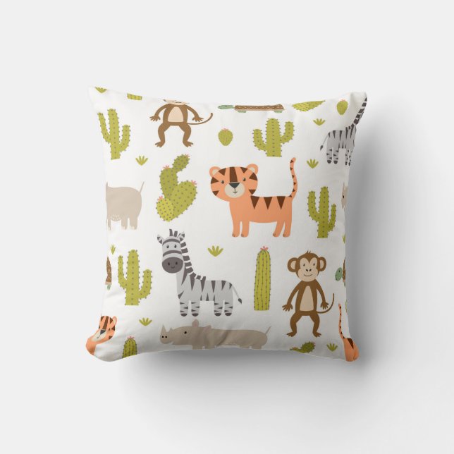 Safari animals Jungle Vild Nursery decor Kudde (Framsida)