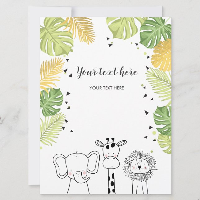 Safari Animals Jungle zoo Sätt in kortets Vild 1 Inbjudningar (Framsida)