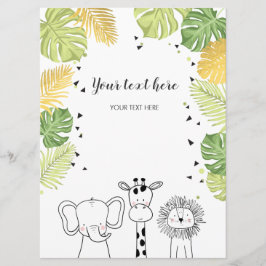 Safari Animals Jungle zoo Sätt in kortets Vild 1 Inbjudningar
