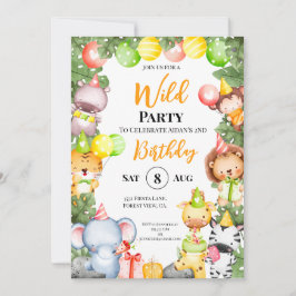 Safari Animals Kids Party-inbjudan Tack Kort