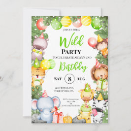 Safari Animals Kids Party-inbjudan Tack Kort