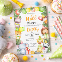 Safari Animals Kids Party-inbjudan