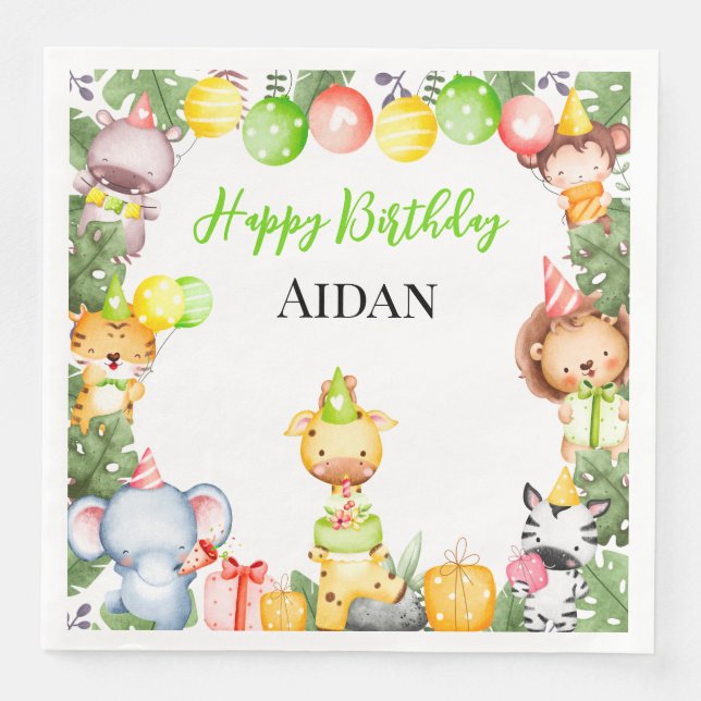 Safari Animals Kids Party Pappersservett (Framsida)