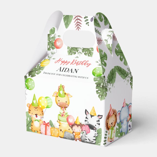 Safari Animals Kids Party Presentaskar (Framsidan Sidan)