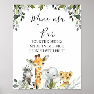 Safari Animals Lejona Mamma-osa Pub Baby Shower Si Poster