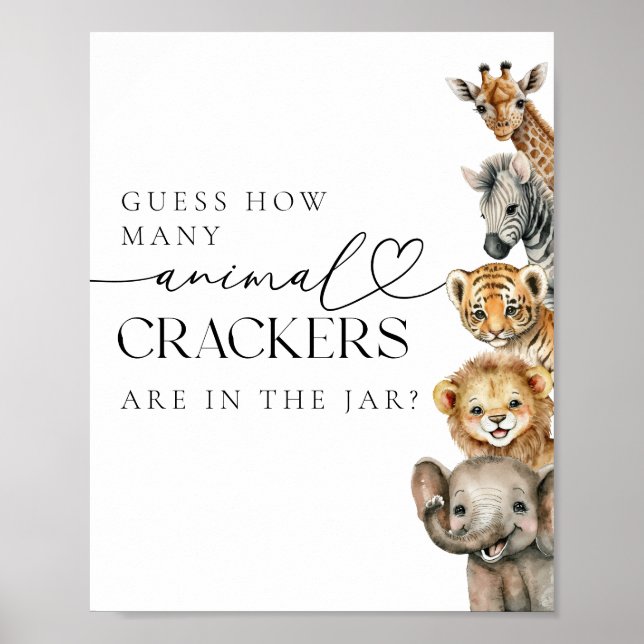 Safari Animals Modern Baby Shower Game Poster (Framsidan)