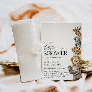 Safari Animals Modern Baby Shower Inbjudningar